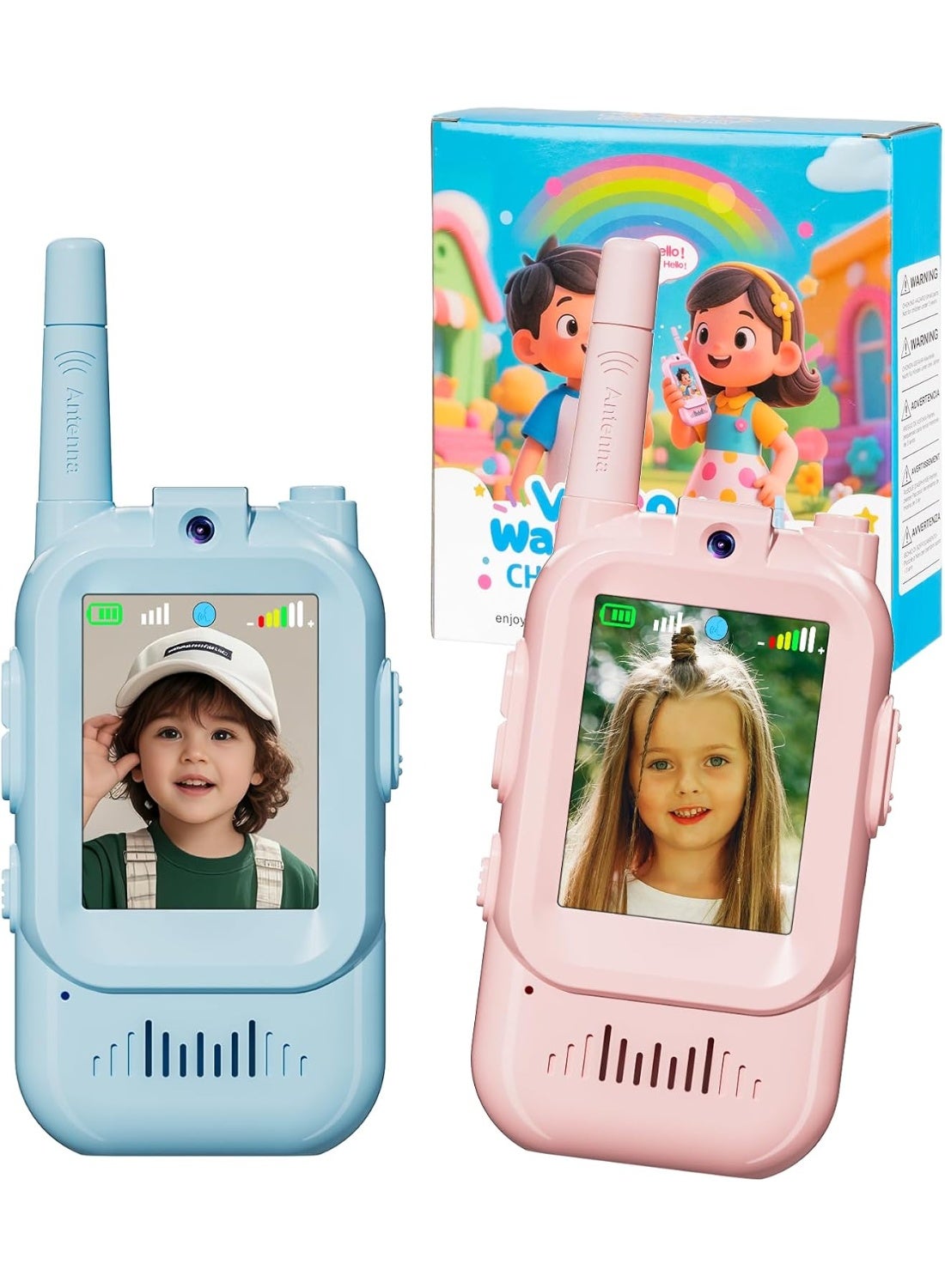 Video Walkie Talkies Toys for Kids 2 Pack Rechargeable with Camera, Voice Changer, Video Chat, Fun Toys for Indoor Outdoor Travel Birthday Gifts Toys for Boys Girls