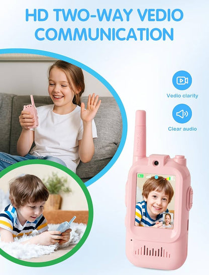 Video Walkie Talkies Toys for Kids 2 Pack Rechargeable with Camera, Voice Changer, Video Chat, Fun Toys for Indoor Outdoor Travel Birthday Gifts Toys for Boys Girls