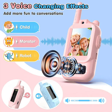 Video Walkie Talkies Toys for Kids 2 Pack Rechargeable with Camera, Voice Changer, Video Chat, Fun Toys for Indoor Outdoor Travel Birthday Gifts Toys for Boys Girls