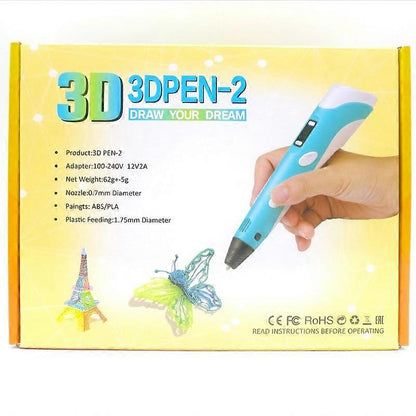 3D Pen-2 Professional 3D Printing Pen Set with LCD Display, PLA Filaments, Stencil Book, Power Adapter for Kids & Adults DIY Arts and Crafts
