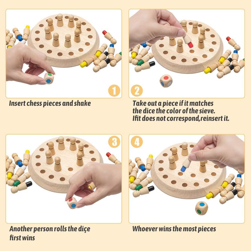 Wooden Memory Chess Game Preschool Educational Training Toy