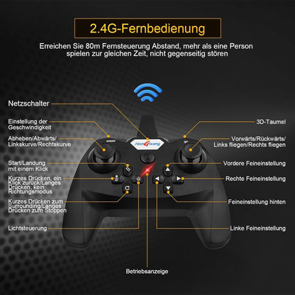 RC Plane RED, 2.4GHz Remote Controlled Aeroplane L0712 Quadcopter Fighter Aircraft, Aeroplane with LED Lights, 80m Range,Ideal for Beginners, Children, and Adults, USB Charging,Durable Foam Fight