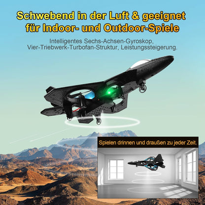 RC Plane RED, 2.4GHz Remote Controlled Aeroplane L0712 Quadcopter Fighter Aircraft, Aeroplane with LED Lights, 80m Range,Ideal for Beginners, Children, and Adults, USB Charging,Durable Foam Fight